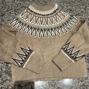H&M Tan Patterned Cowl Neck Sweater
